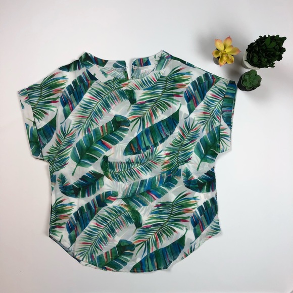 BLUE LEAF CAP SLEEVE TOP - Picture 4 of 8